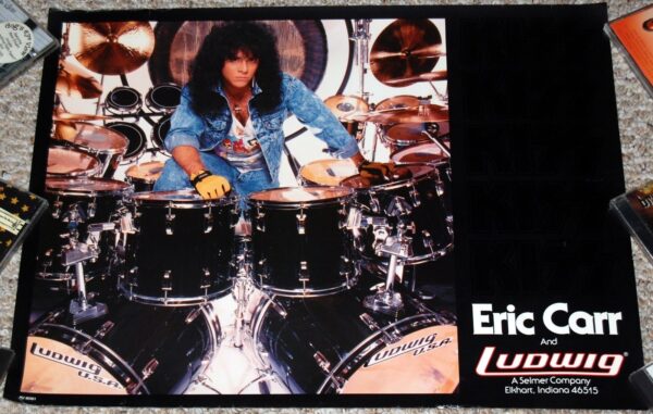 Rare Eric Carr Vintage 1986 KISS "CRAZY NIGHTS" Ludwig Poster