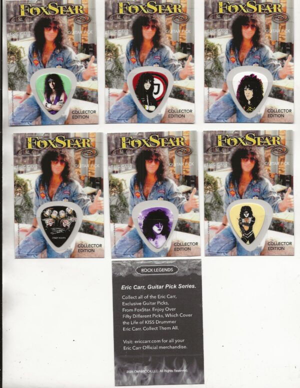 Eric Carr, Six Guitar Pick, Trading Card Set